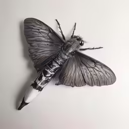 an insect sitting on top of a white surface