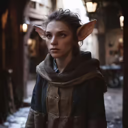 a woman with a nose ring in an alley