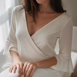 a woman wearing a white shirt is posing for the camera