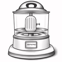 a drawing of a juicer with a white background