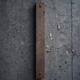 a weathered wooden plank is sitting on the floor