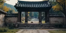 there is an archway that leads to the outside area