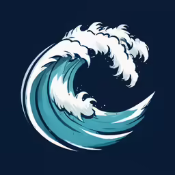 a drawing of the great wave in blue