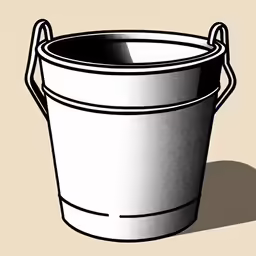 a black and white bucket of liquid or something