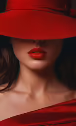 closeup shot of a woman in a red hat