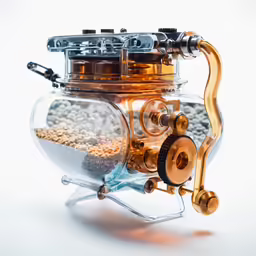 there is an old coffee grinder with beans in it