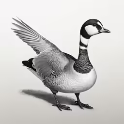 a bird standing with wings outstretched near a ground