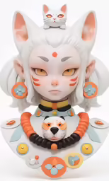 an artistic figure with an orange mane and white hair