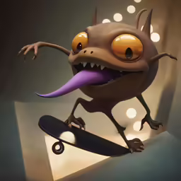a paper art that has a lizard on a skateboard