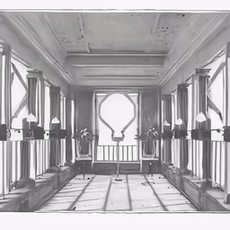 an architectural drawing of a hall