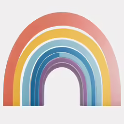 a multicolored rainbow is displayed on a white surface