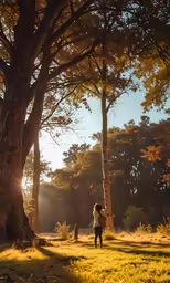 a woman in the middle of a field with a frisbee