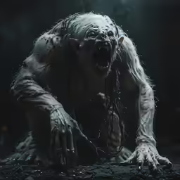the monster man in the water with his hands in his face