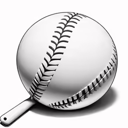 an image of a white baseball with a bat