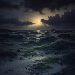 the sun shines on a beach covered in grass