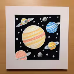 some kind of artwork with a solar system