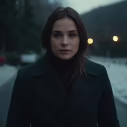 a woman standing by herself in the middle of the road