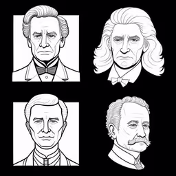 five different types of abraham lincoln,four different portraits of presidents are shown,four different styles of portraits of men,four versions of the presidents in black and white,six different presidents, one is white on a black background
