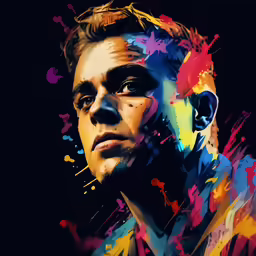 a man with paint splats on his face