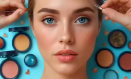 a woman putting foundation makeup on her face