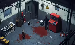 there is a painting of a bloody red room