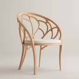 a chair with curved arms and a seat