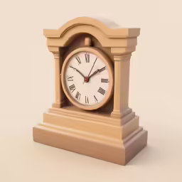 a clock with two hands sitting on top of a stand