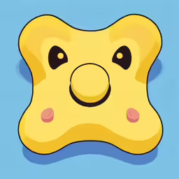 a cartoon face made with an orange and black shape