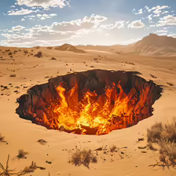 a massive hole in the ground with flames in it