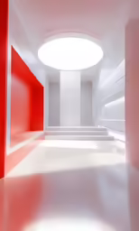 the interior of an empty room with many benches