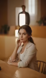 there is a woman sitting at a table