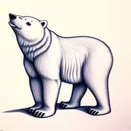a drawing of a polar bear standing upright
