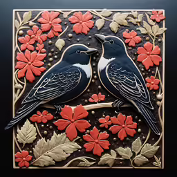 an artful card that features two blue birds sitting on a branch