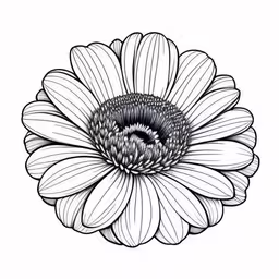 a black and white illustration of a daisy flower,an abstract drawing of a flower with black and white colors