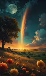 a tree that is standing in the grass