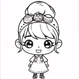 cute little girl with a hair bun and an adorable doll