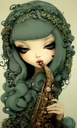 this painting is inspired by artist and i like the details in her hair