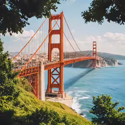 an aerial view of the golden gate bridge, which runs across the water