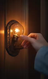 the light on the door is shining a small bulb