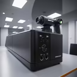 a camera on top of a table with lights and lighting