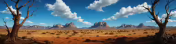 there is a beautiful blue sky over a desert landscape