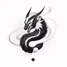 the black dragon is shown with white spots around it