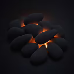 some rocks that are lit up with a light