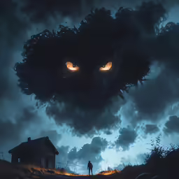 a movie poster with a monster face on top of a hill