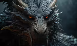 a demon like creature with glowing eyes