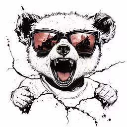 an illustration with a large bear wearing sunglasses