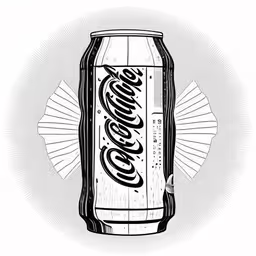 a picture of an old fashioned can of coke,a can of coke on a fan,an image of a can of cola,the logo for a brand called coke cola,an illustration of a soda can