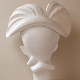 a white female mannequin head dressed in a hat