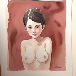 an illustration of a girl with very large breast