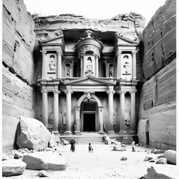 a small church in the middle of an ancient canyon